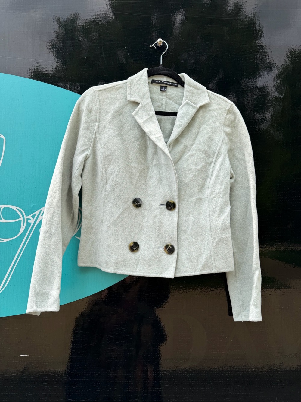 Ellen Tracy Light Cream Double-Breasted Blazer